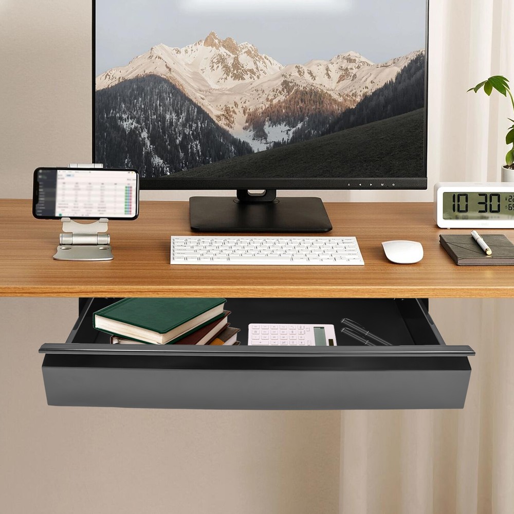 33” Black Space Saver Sliding Under Desk Storage Drawer Pull-out Drawer