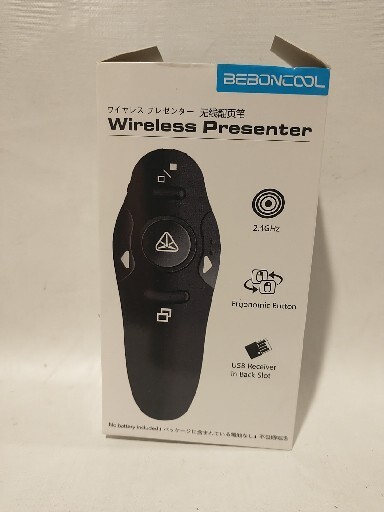 Beboncool Wireless Presenter Model D100, 2.4 GHz With Laser Pointer 39’ FT Range
