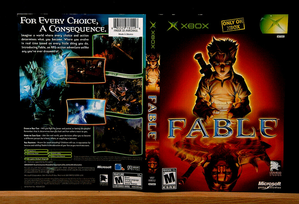 FAB;E  - COVER  ONLY  NO GAME ( XBOX )