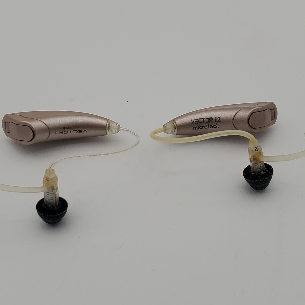 MICROTECH Hearing Aids Vector 12 BTE Pair Right & Left UNTESTED
