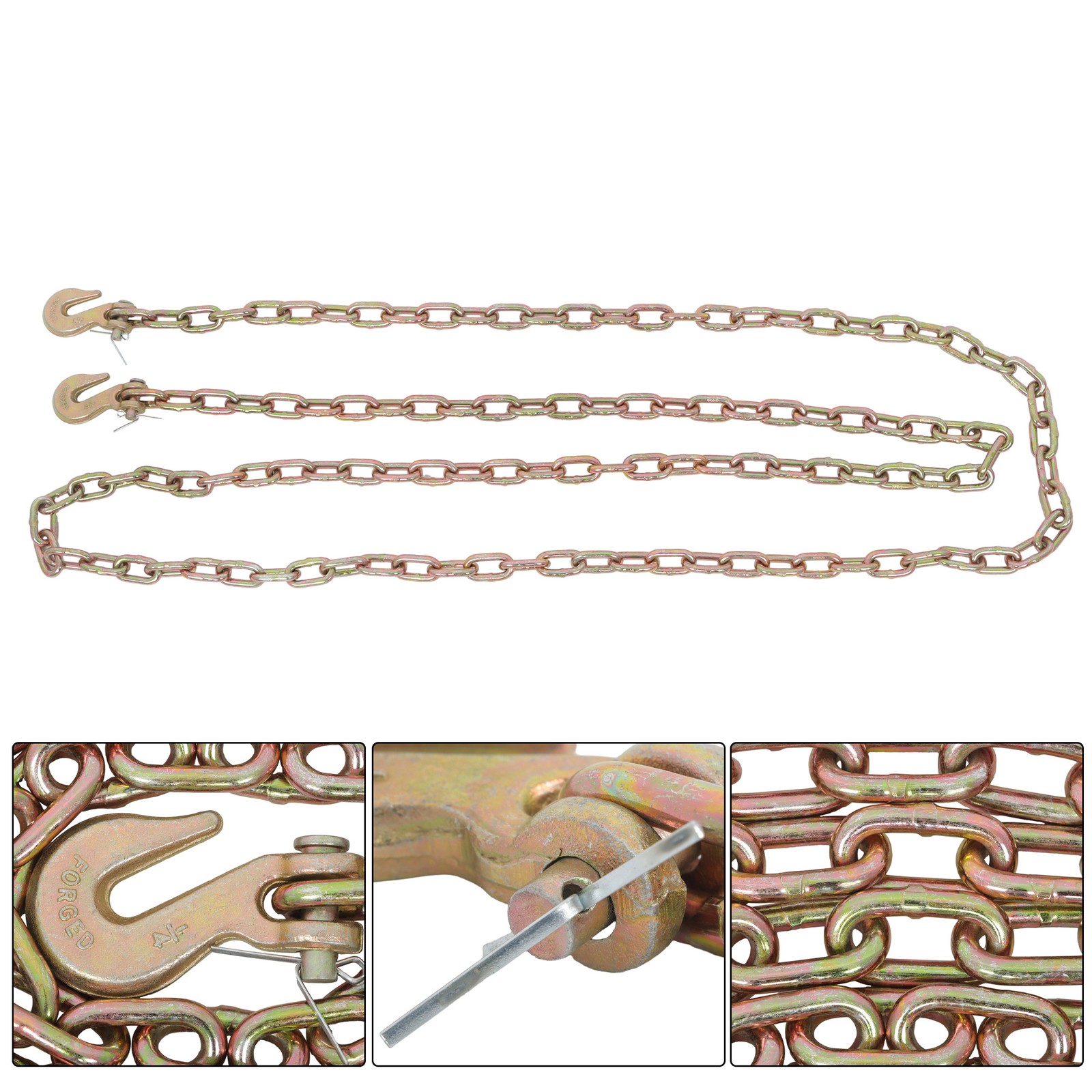 1/4''×12' G70 Tow Chain J-Hooks V-Chain Flatbed Truck Rollback Wrecker Carrier