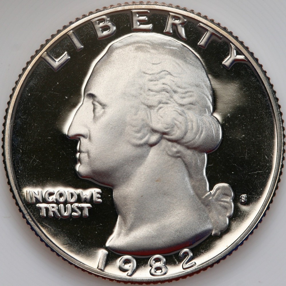 1982 S Gem DCam Proof Washington Quarter CN-Clad