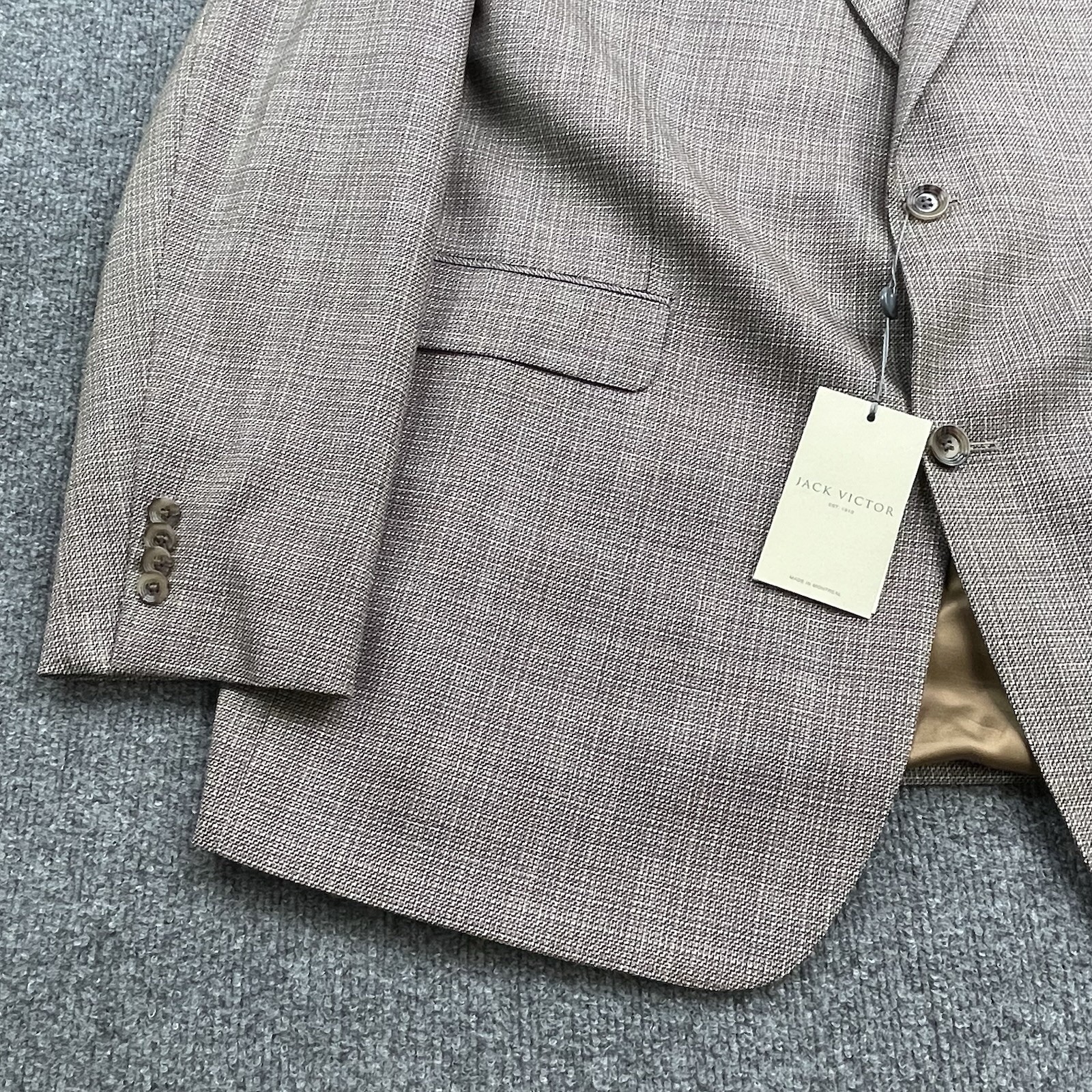 Jack Victor Luxor Sport Coat Super 110’s Wool Tan Men’s Size 48 X-Long 648$ NWT