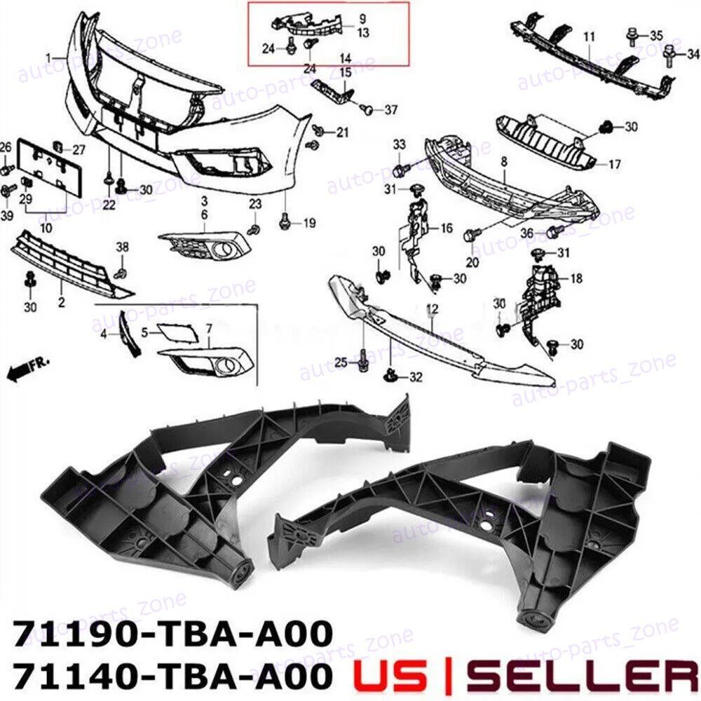 Set For CIVIC Sedan 2016-2021 Front Bumper & Headlight Support Retainer Brackets