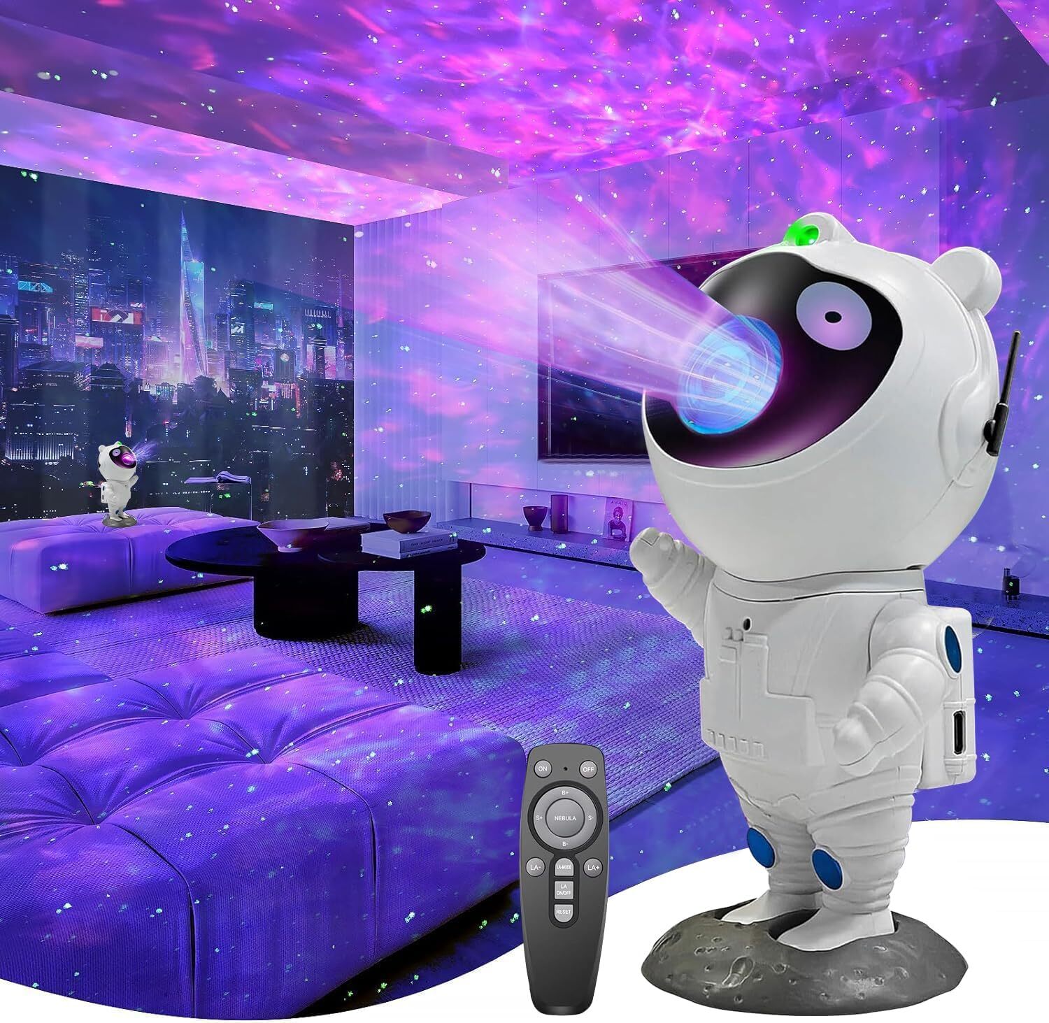 LED Galaxy Projector Night Light Astronaut Nebula Ceiling Lamp for Kid's Bedroom