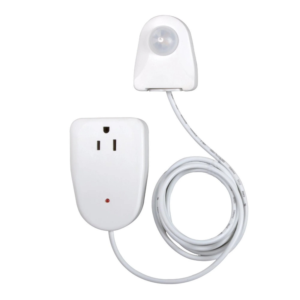 White Ovalish Indoor Plug In Corded Motion Sensor Activated Light Control Outlet