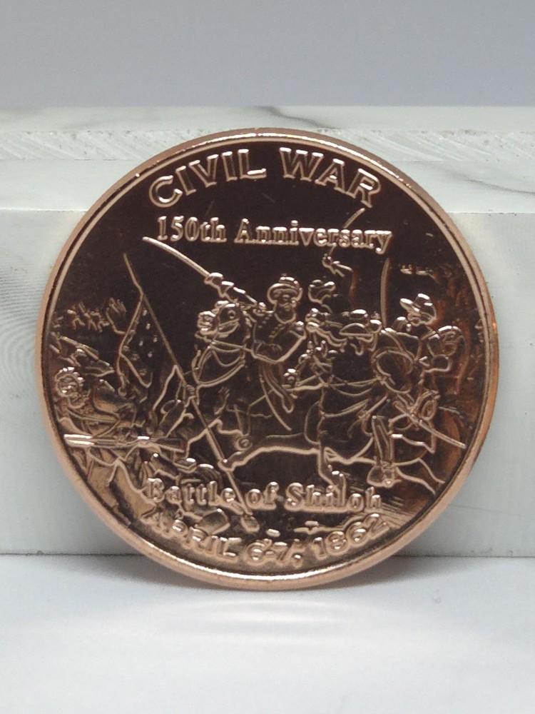 1 Oz. Solid .999 Fine Copper Round - Civil War Design