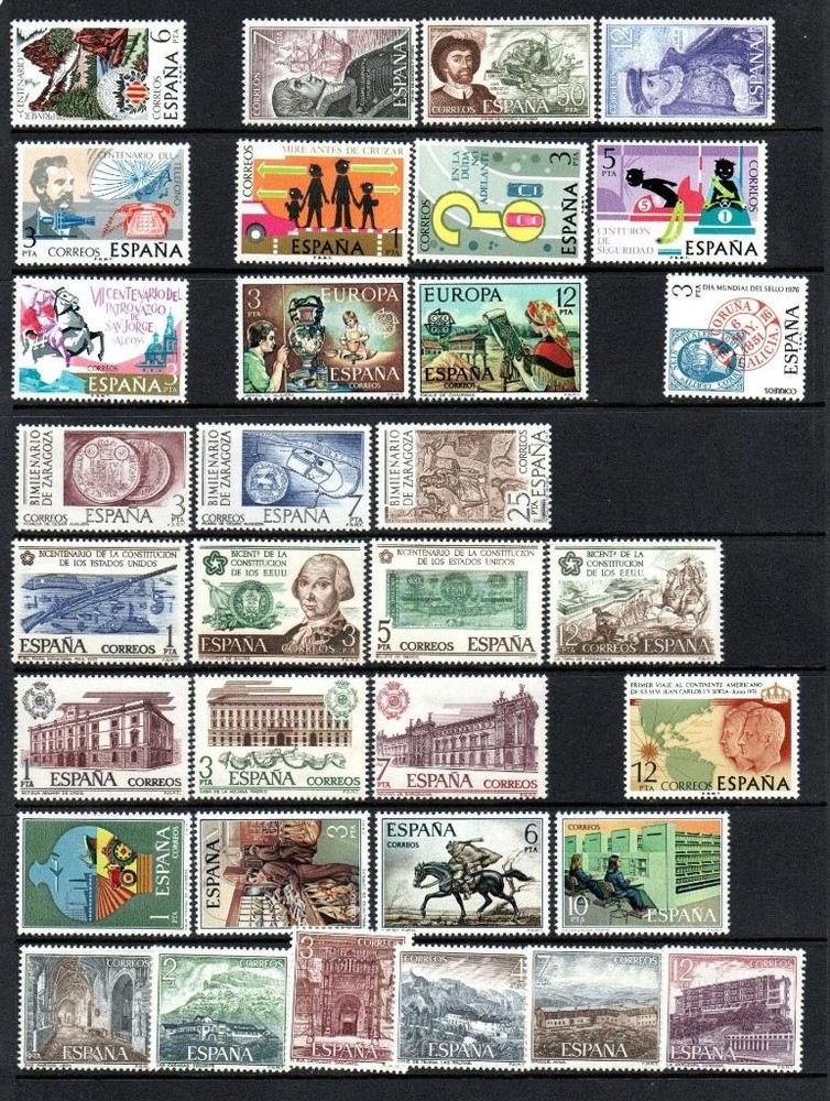 SPAIN MNH 1976 COMPLETE YEAR SETS (2 SCANS)