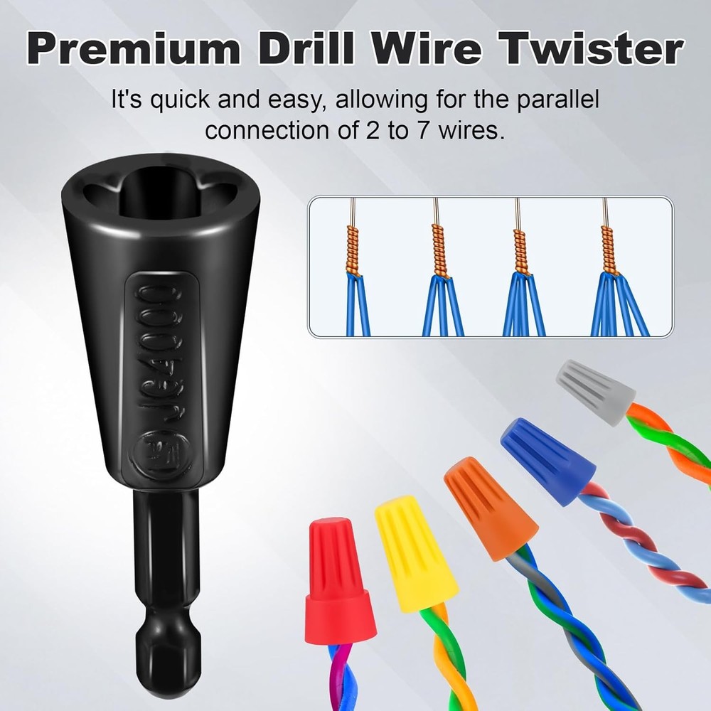 4 Pcs Multifunctional Wire Twister Tool for Drill, Lightweight White、black