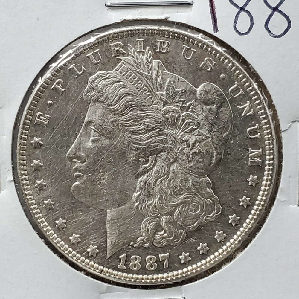 1887 Morgan Silver Eagle Dollar $1 Coin UNC DETAILS SHINY
