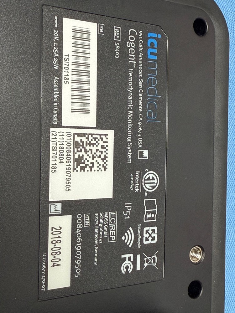 ICU Medical Cogent Hemodynamic Ref 58403, Ref 58401