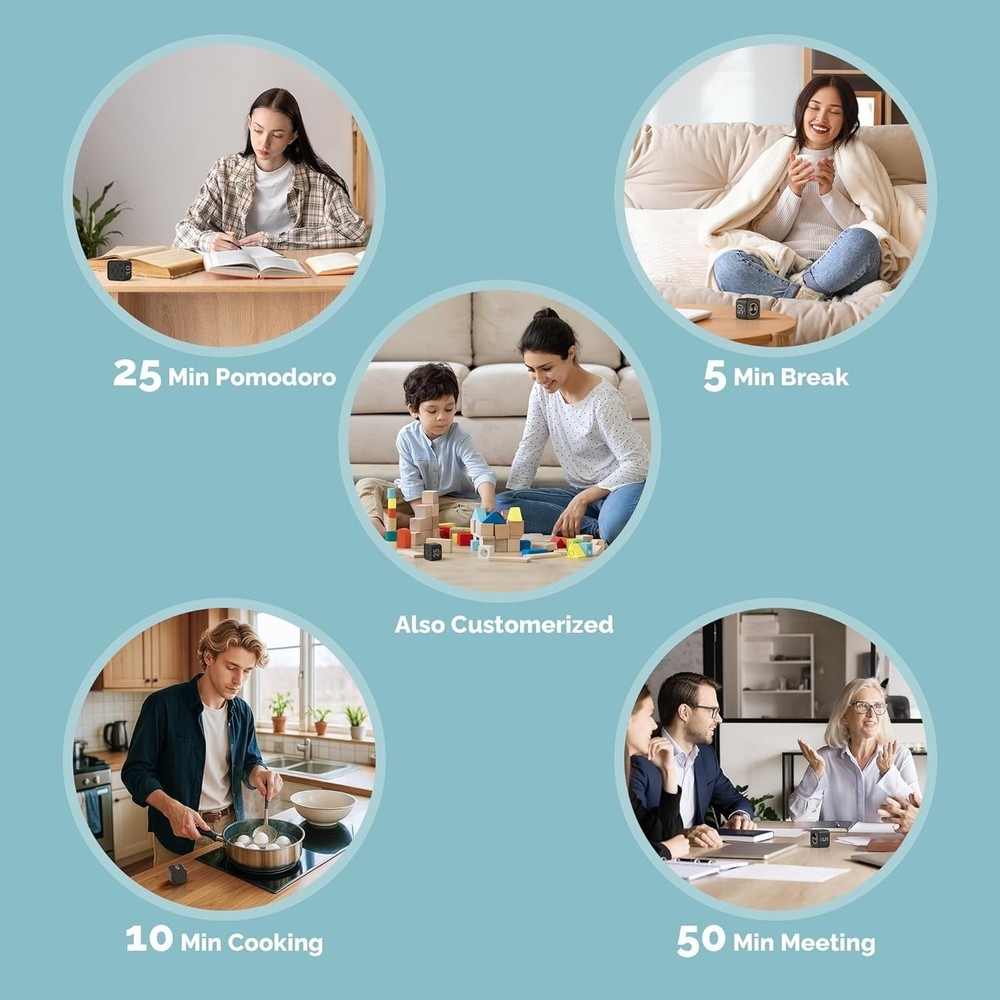 Pomodoro Timer Visual - Productivity Pomodoro Cube, 5/10/25/50 Min Countdown ...