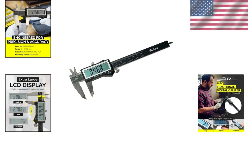 Digital Caliper - 6-inch Stainless Steel Precision Tool with Large Display