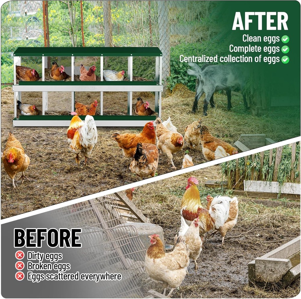 6/10 Holes Metal Chicken Nesting Boxes Laying Boxes Roll Away Nesting Box Hens