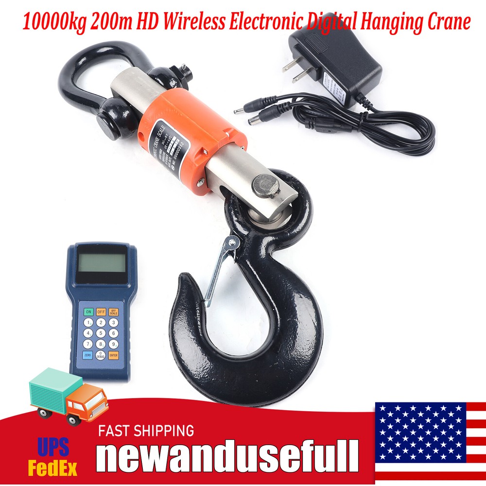 10000kg Electronic Digital Hanging Crane Scale W/Handheld Meter Wireless Remote
