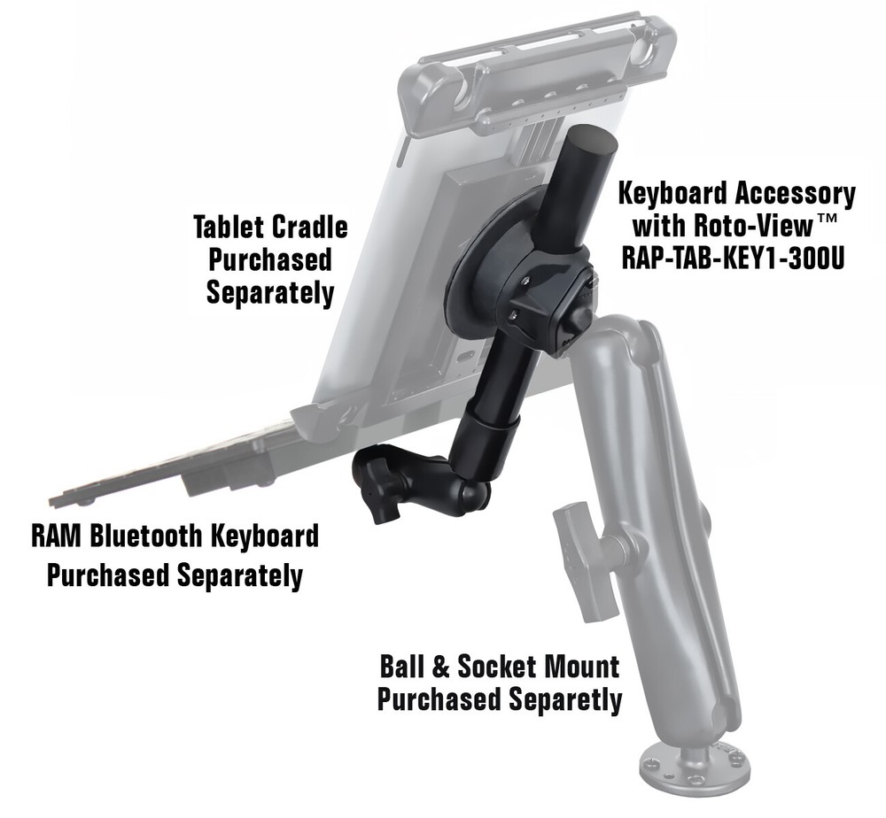RAM Tablet Universal Keyboard Adapter Holder Accessory with Roto-View