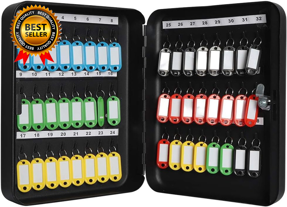 Wall Mount Key Storage Box with Code, Locking Key Cabinet Security, 48 Key