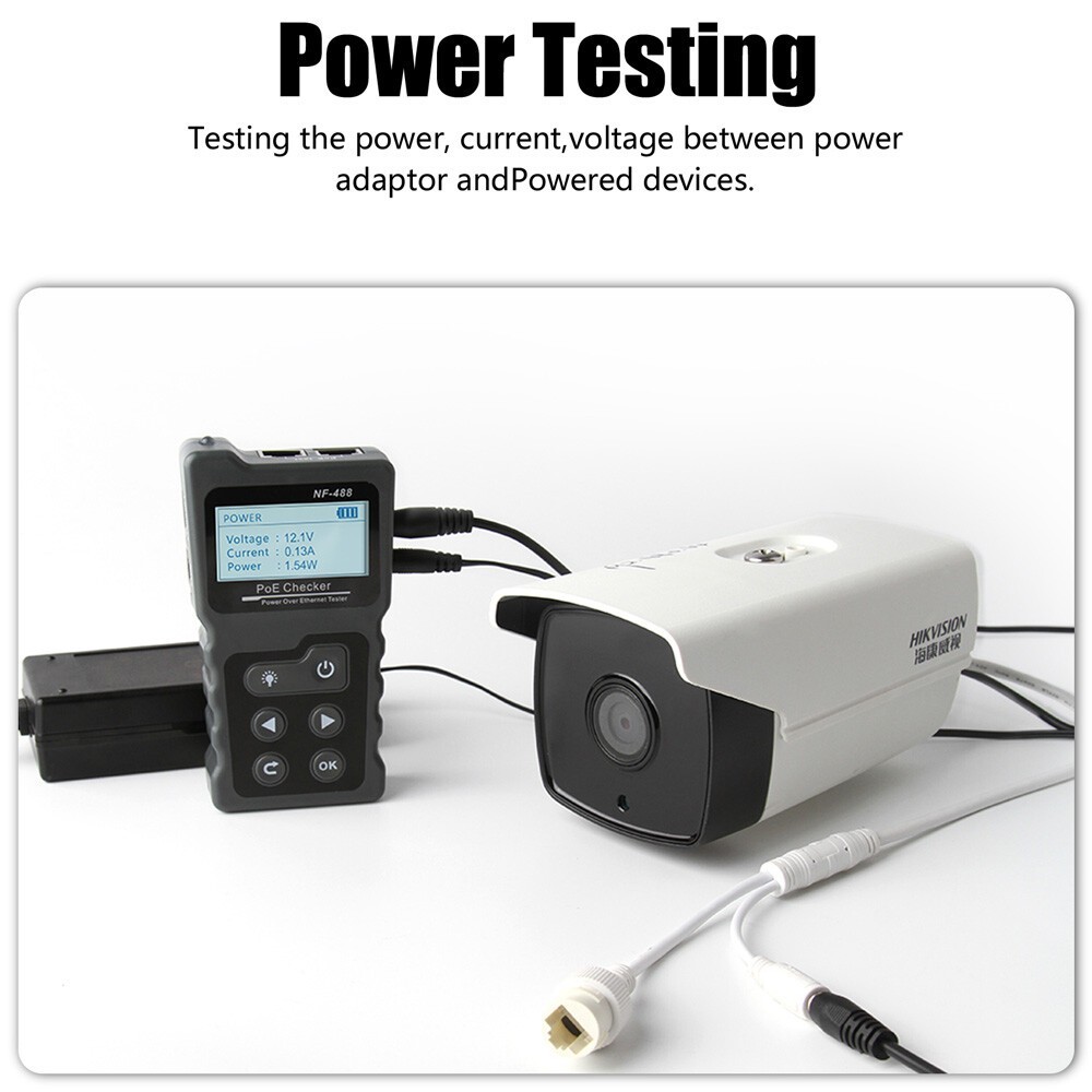 NETWORK CABLE TESTER LAN WIRE METER POE RJ45 ETHERNET VOLTAGE CURRENT TESTER