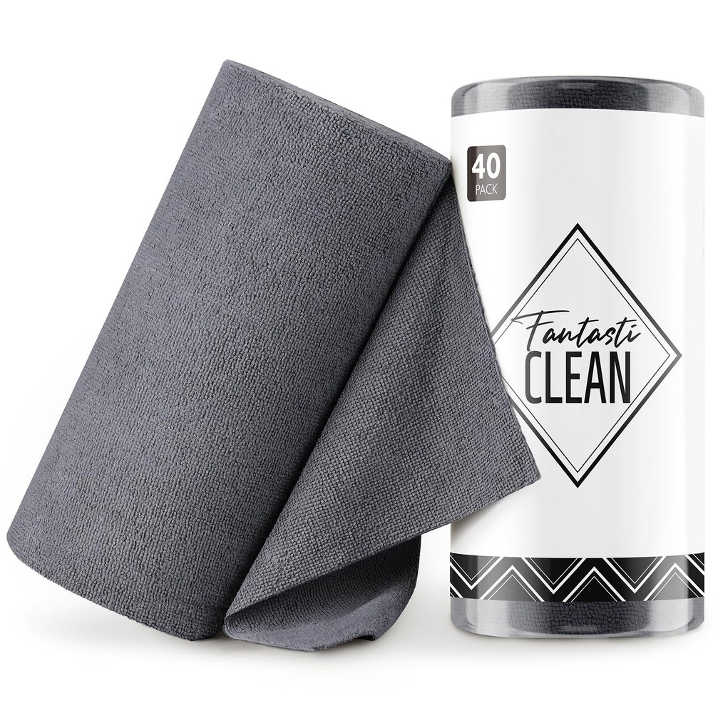 Fantasticlean Microfiber Cleaning Cloth Roll -40 Pack, Tear Away Microfiber T...