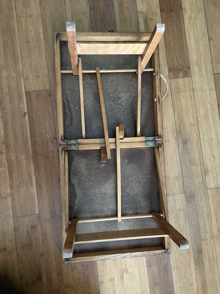 Small Antique Wood Folding Table 34”Collapsible