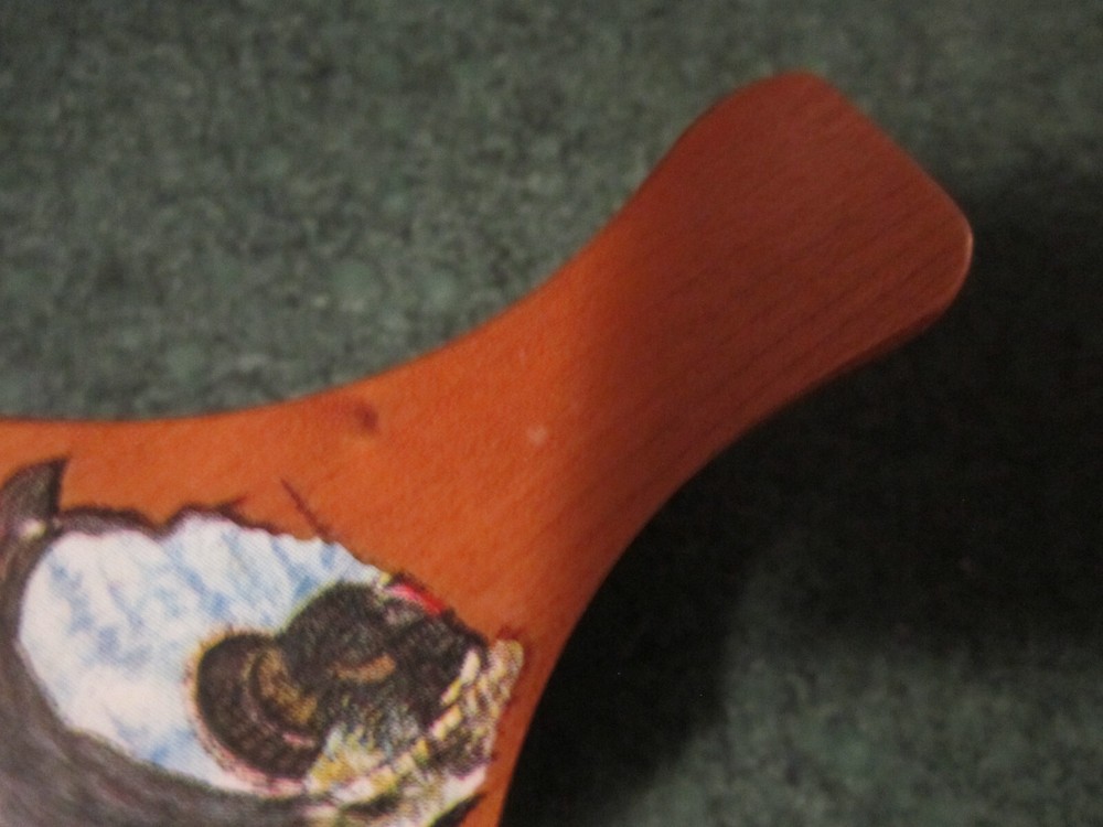 Beautiful painted paddle 6 1/4" Turkey box call with side inserts. SOUNDS GR EUC