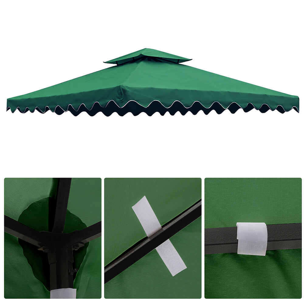 10'x10' Waterproof Gazebo Top Replacement Canopy 1 2Tier UV Sunshade Patio Cover