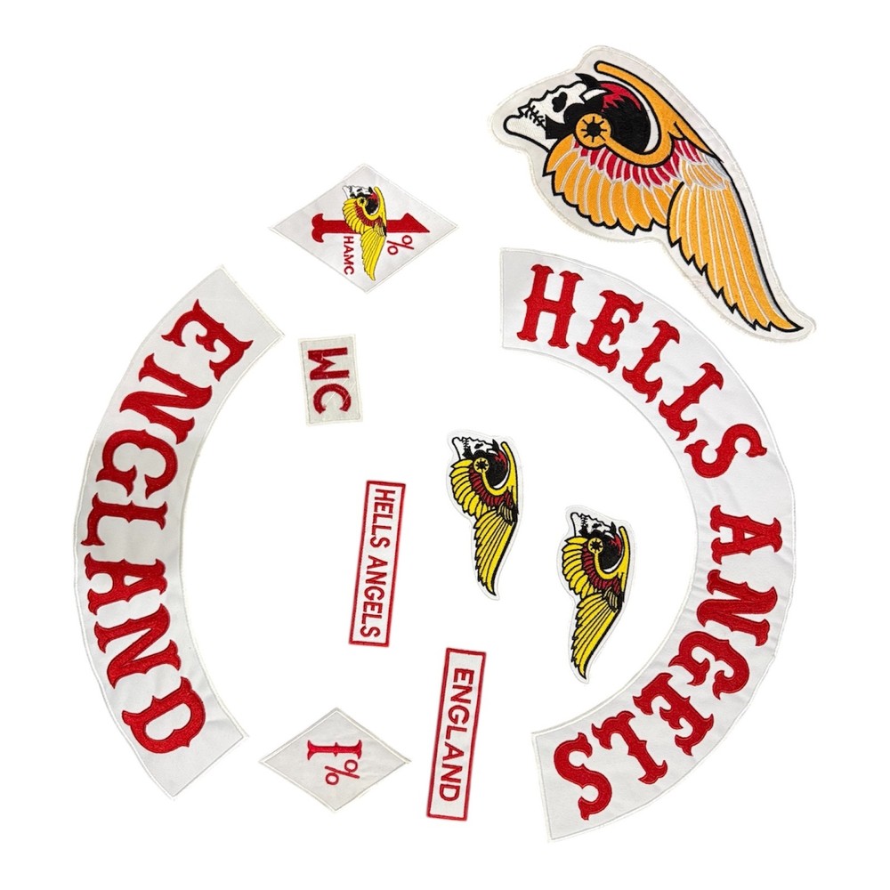 Hells Angels Style England Patch Set Full Biker Back Patch Skull Wings MC Set