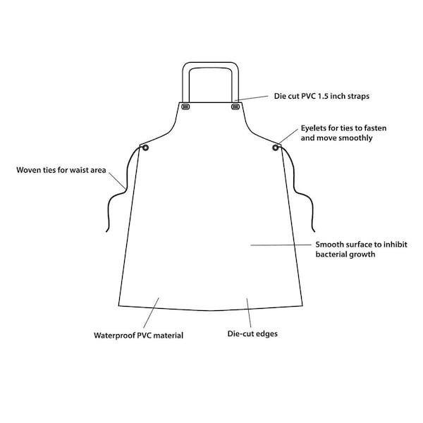 KLEEN CHEF BLKC-ES-PVC-AP1Y PVC General Use Polyester Apron, Yellow, Large