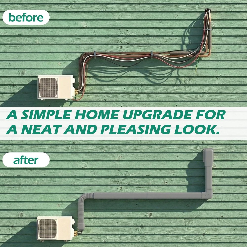 4'' 17 Ft Mini-Split Line Set Covers, Line Hide Cover Kit for Mini Split Air ...