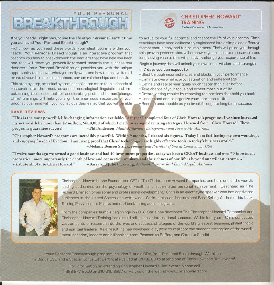 Your Personal Breakthrough by Christopher Howard - 7 Audio CD Set + Bonus DVD