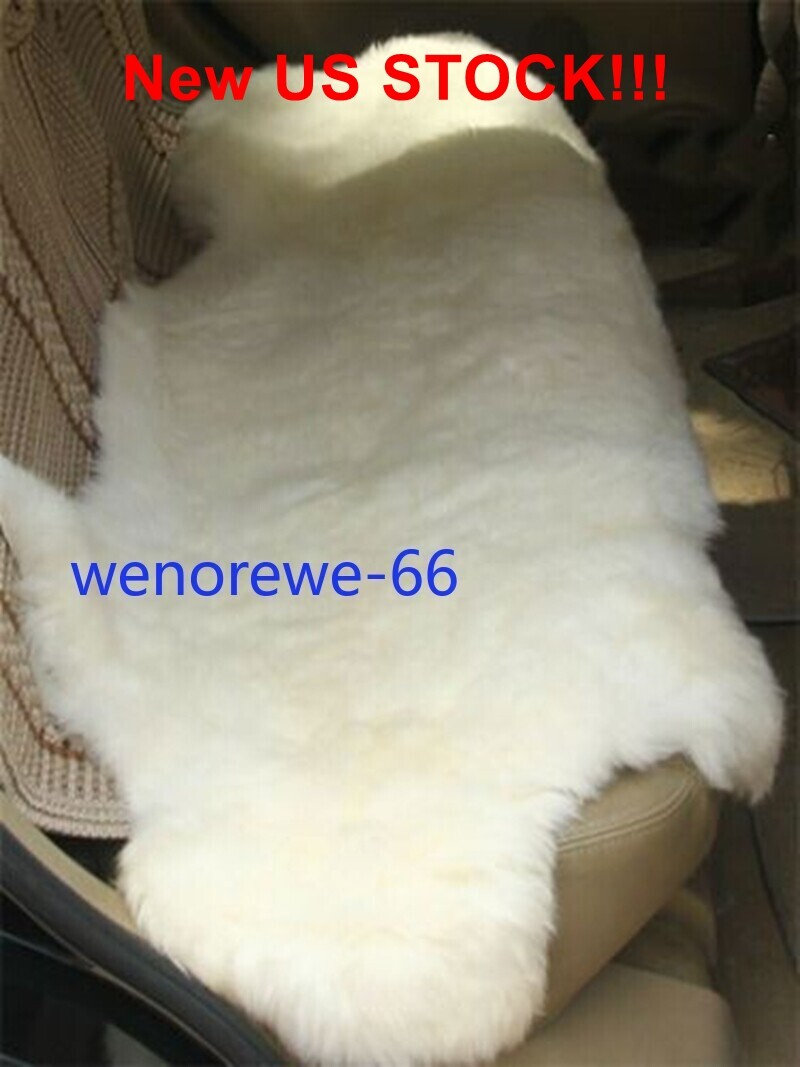 US STOCK 100% Genuine Sheepskin Fluffy Fur Rug 24"*39" Windward Natural Soft Mat