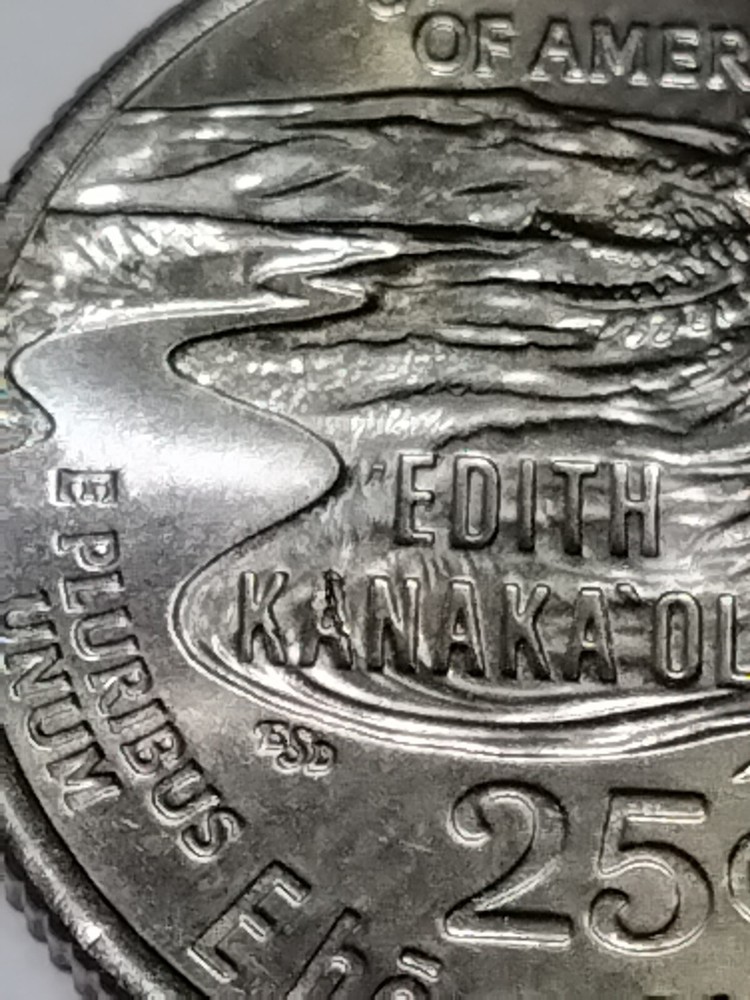 2023 P Edith Kanaka Ole Quarter Die Chip Error Reverse on "A"