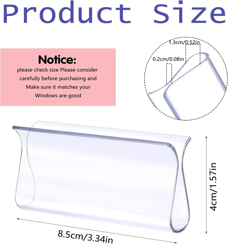 4 PCS Clear Plastic Window Shade Pulls, Roller Shades Hem Grip for Windows, Pull