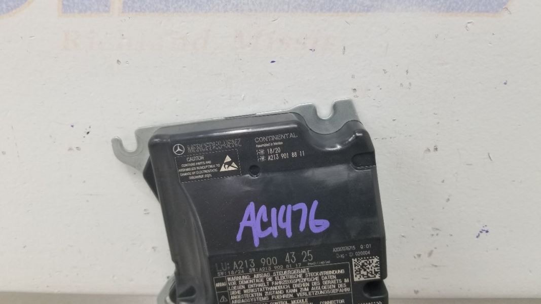 20 MERCEDES BENZ CLS450 AMG W257 SRS CONTROL MODULE 2139004325