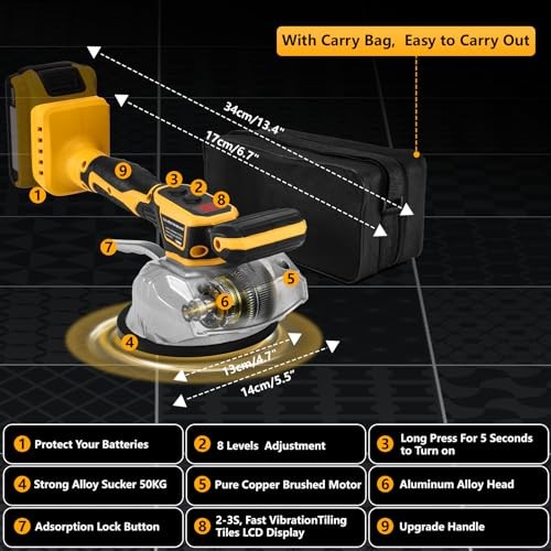 Tile Vibration Tool for De-walt 20V Max Yellow - Dewalt Compatible (No Battery)