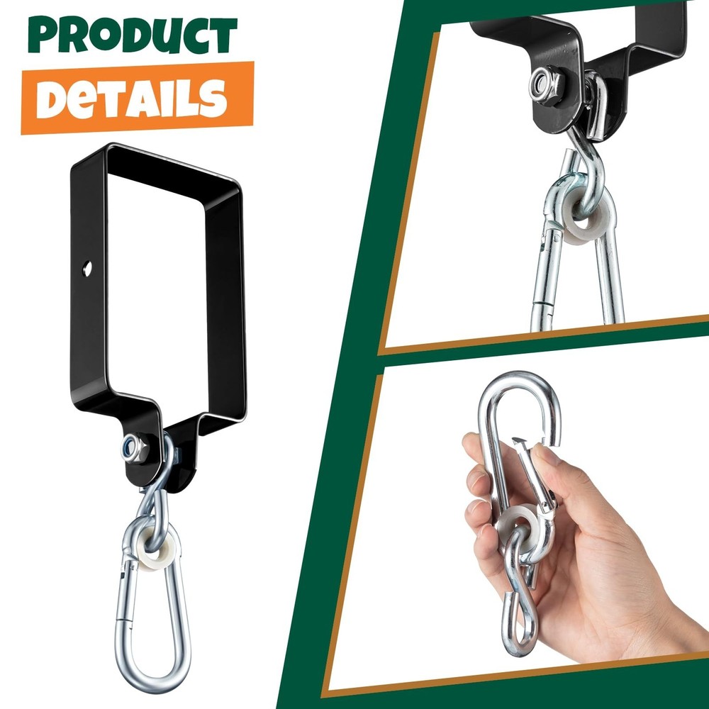 Dunzy 4 Pcs Metal Swing Set Accessories Includes Snap Hooks Brackets Attachme...