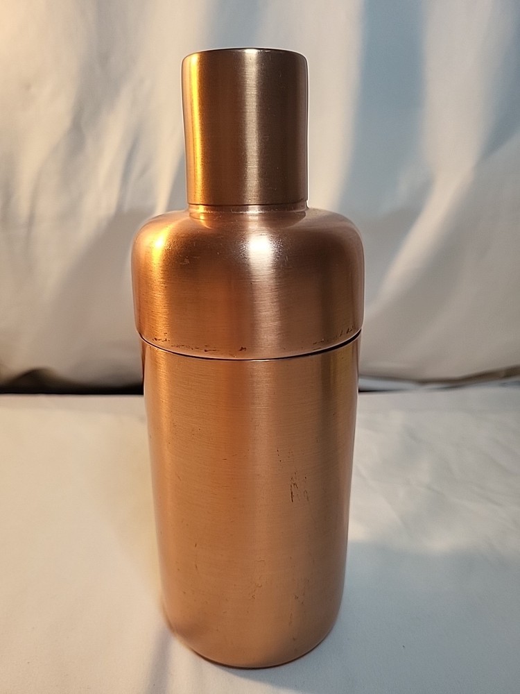 Crate &Barrel Old Copper Cocktail Shaker 8" tall