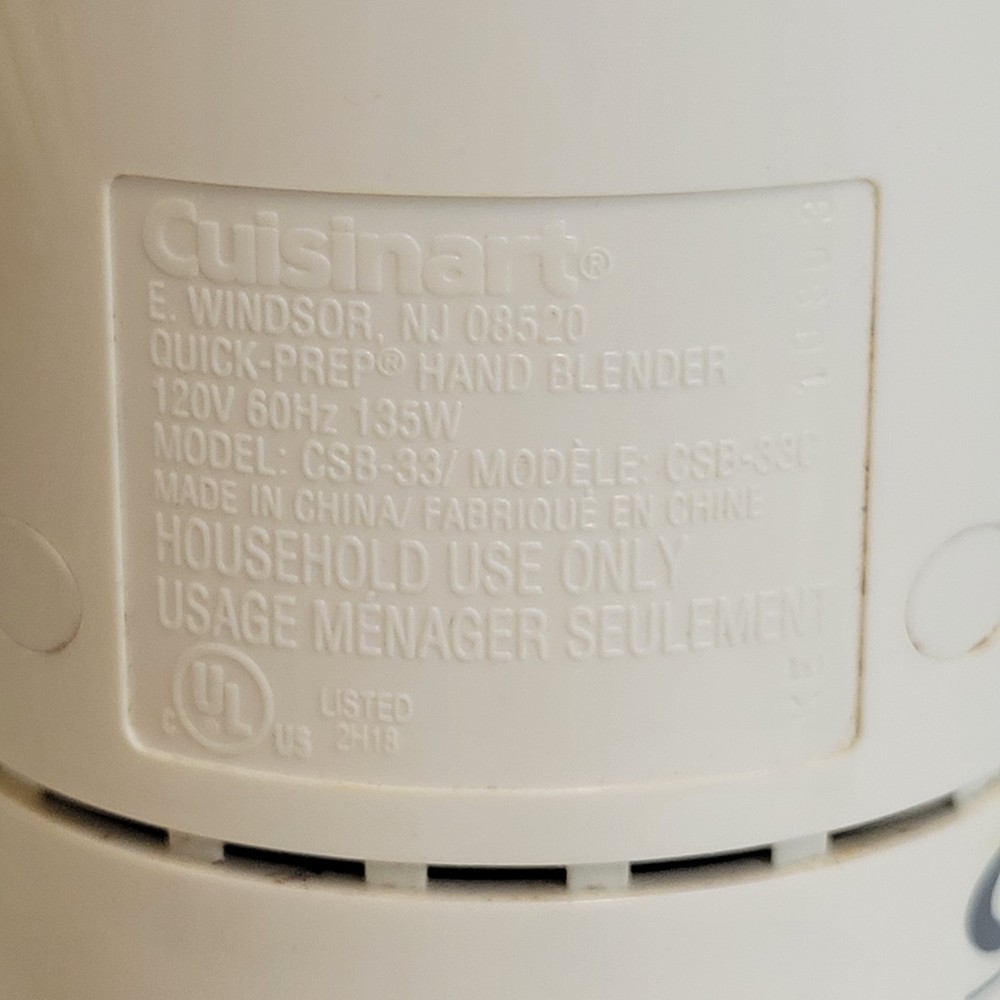 Cuisinart Quick Prep Hand Blender CSB-33 2 Speed Control White