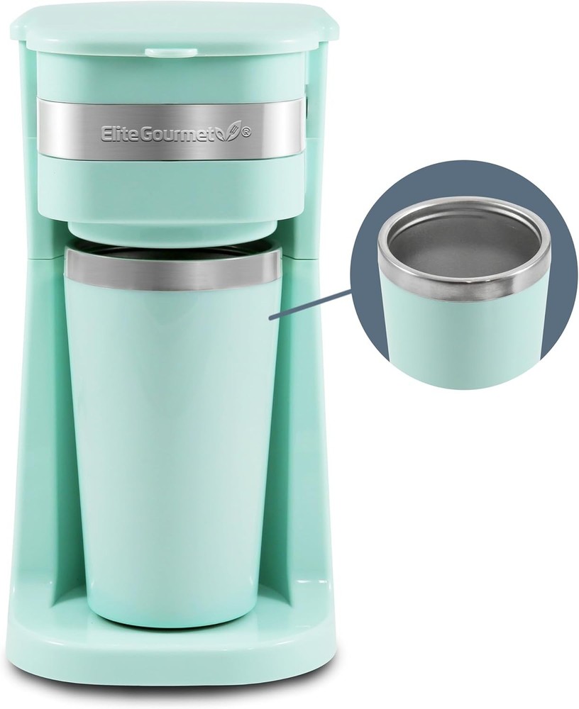 Personal Single-Serve Compact Coffee Maker Brewer Includes 14Oz. Stainless St...