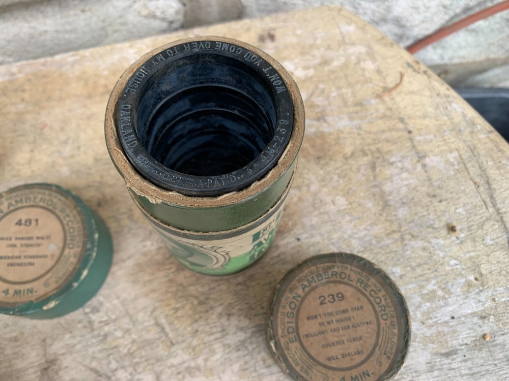 Five Antique Thomas Edison Amberol Cylinder Record With Cases UNTESTED AS IS