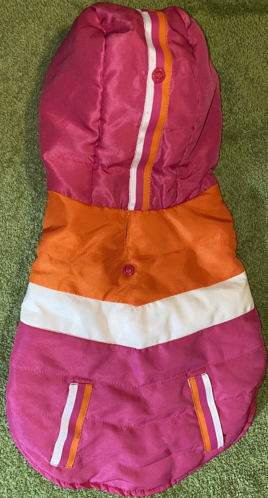 Pink Orange & White Dog Coat Size Small