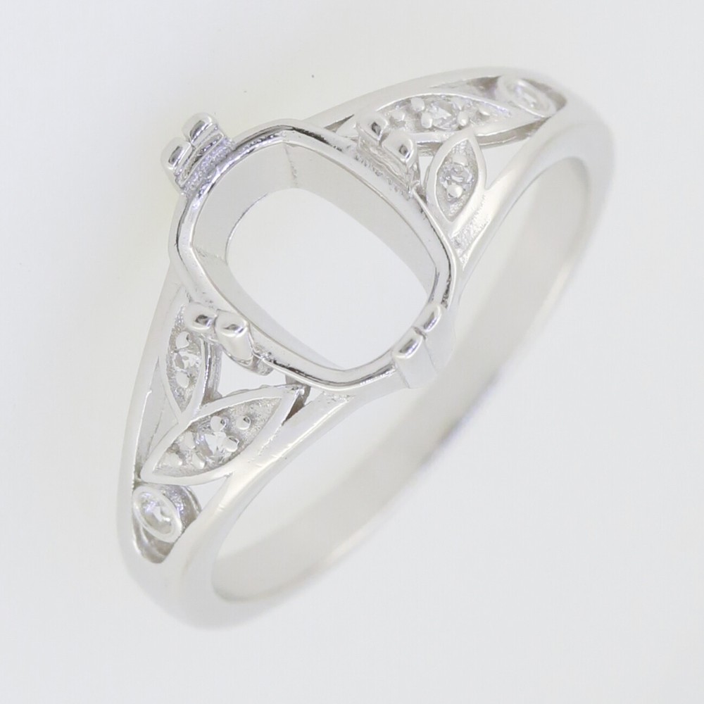 Sterling Silver Semi Mount Ring Setting Cushion CU 9X7mm Topaz