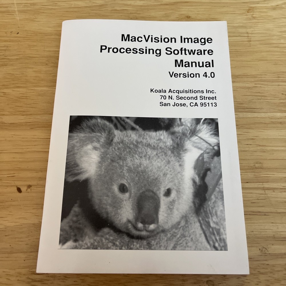 MacVision Image Processing Software Manual Version 4.0 1991