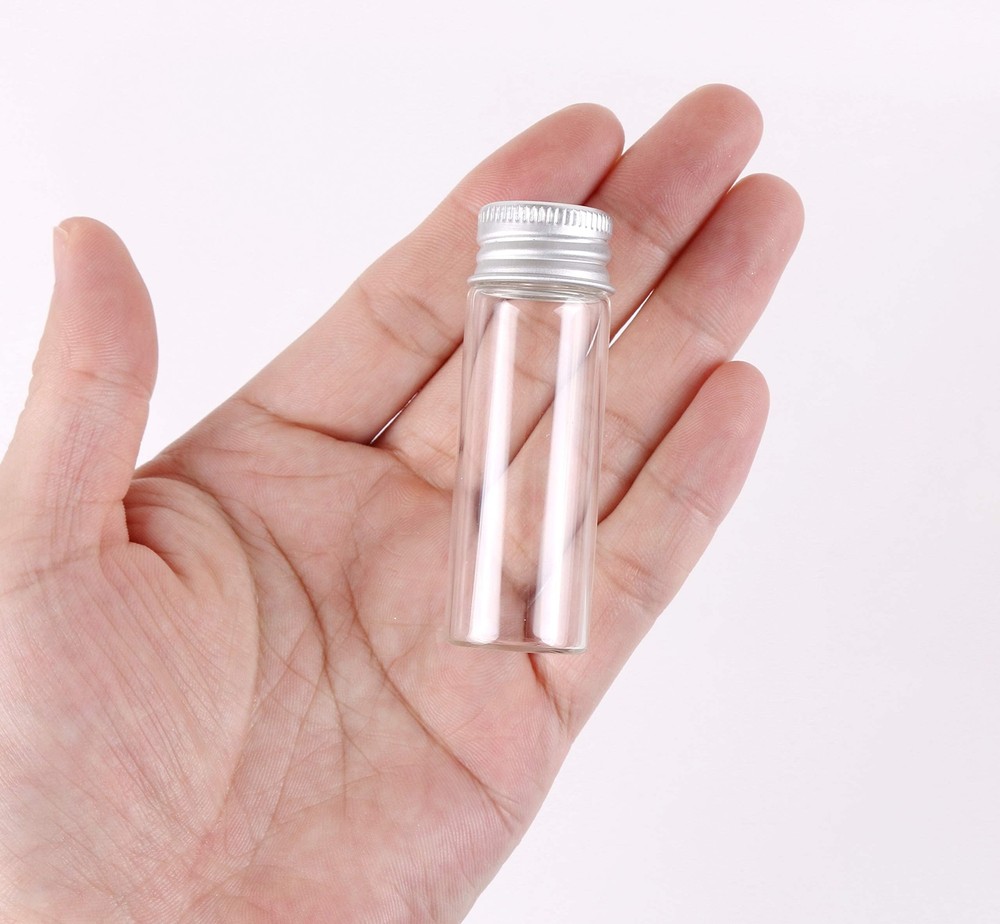 MaxMau 100 Tiny Glass Bottles Clear Small Vials 15ml Empty Mini Jars with