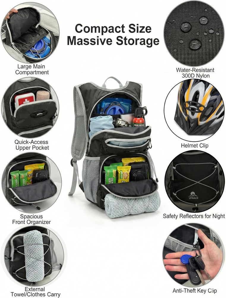 Hydration Hiking Backpack, Water Hiking Backpack, Hydration Backpack with 15L Wa