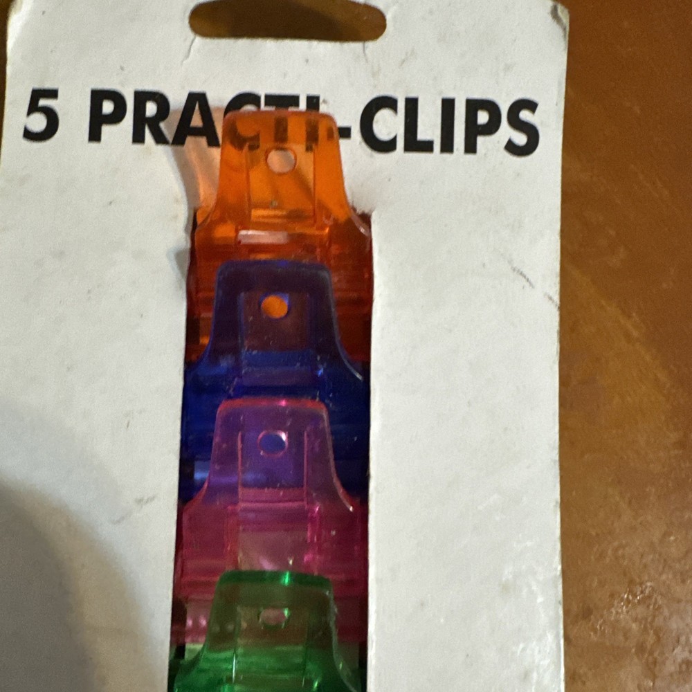Practi-Clip, Neon Colored Multi Use Unique Practical Clips, 5 pc Set NEW