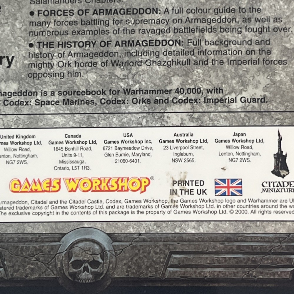 Warhammer 40,000 40K Codex Armageddon 2001 2nd edition Games Workshop sourcebook