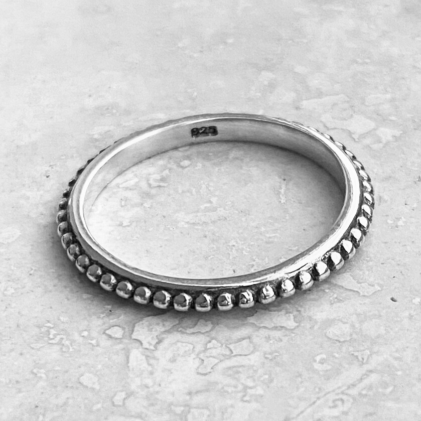 Sterling Silver Bali Design Ring, Stackable Ring, Beads Ring, Silver Ring, Dots