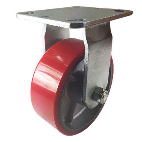 4 Heavy Duty Caster Set 4" 5" 6" Polyurethane on Cast Iron Wheels No Mark Red