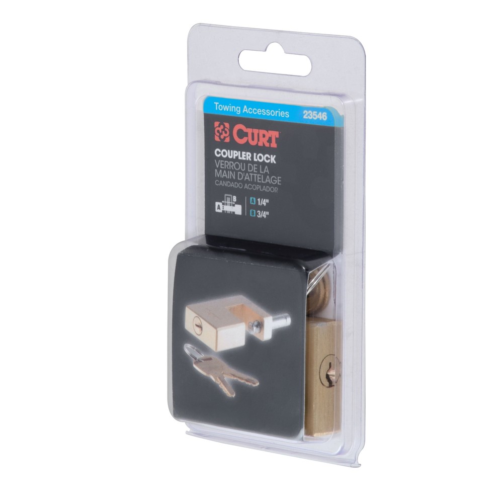 Coupler Lock (1/4" Pin, 3/4" Latch Span, Padlock, Solid Brass)